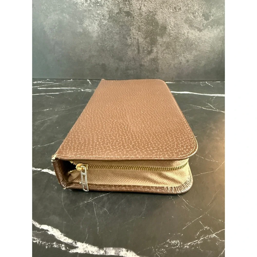 VTG NEW Brown Leather Trimmed Mens Grooming Manicure Set Made in Germany